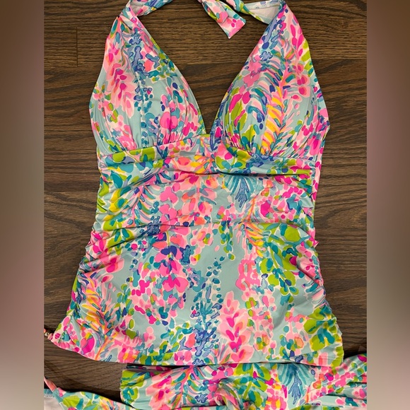 Lilly Pulitzer Size 4 Catch the Wave Bliss Tankini and Blossom Bikini Bottom - Picture 2 of 4